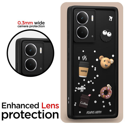 Pikkme Realme P3 5G Cute Fun Cartoon 3D Bear Coffee Back Cover (Black)