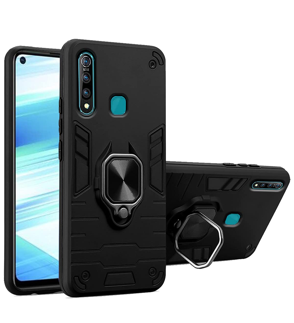 Vivo Z1 Pro D5 Tough Armor mobile back cover in black by Pikkme