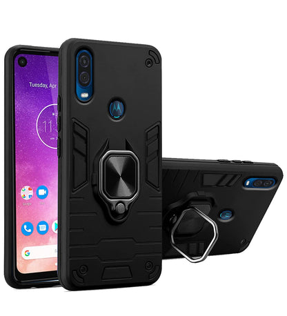 Black D5 Tough Armor mobile back cover for Moto One Vision – Pikkme