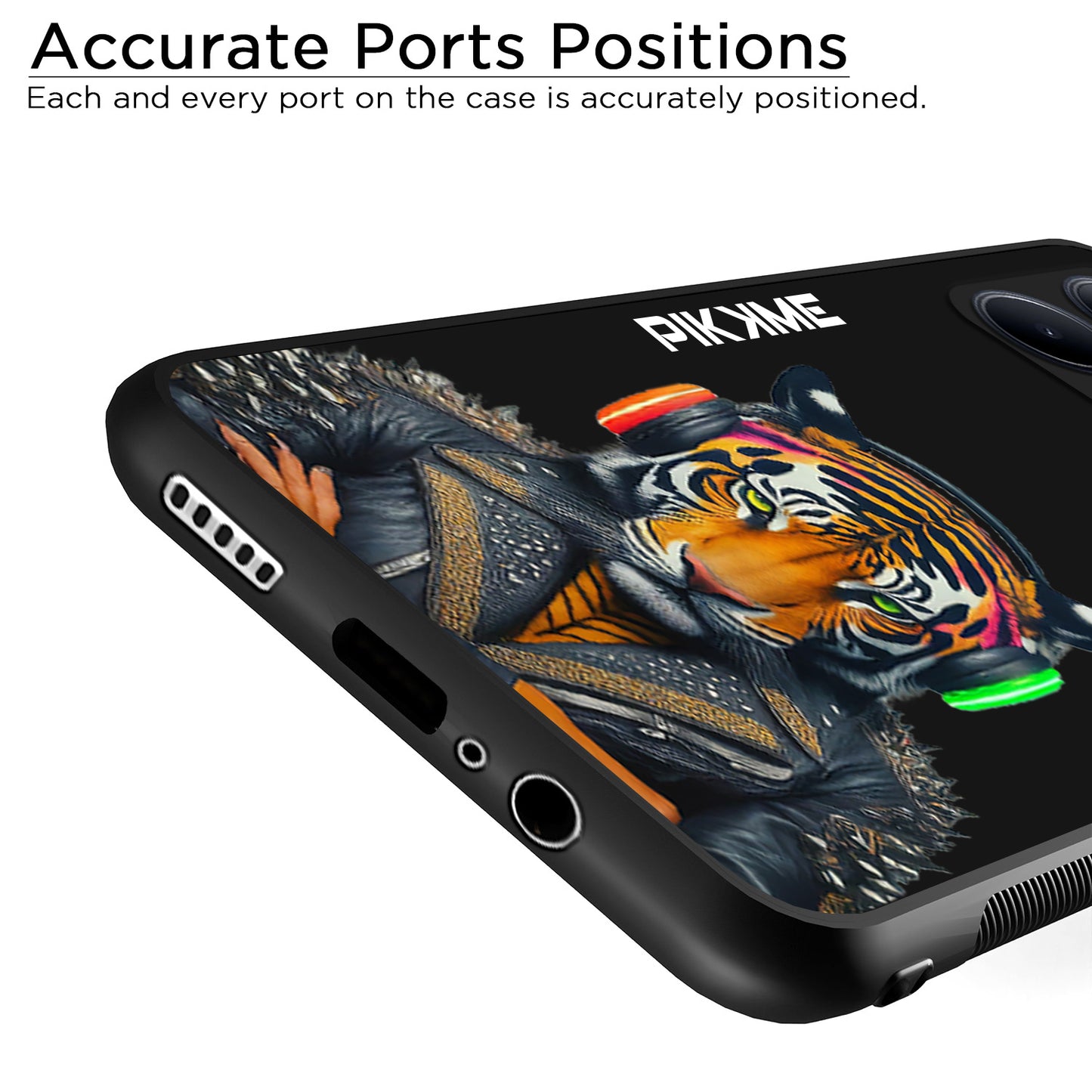 Pikkme Back Cover Pc Tpu + Printed Cool Funky Stylish Black Tiger Swag Raised Edges Camera Protection |Bumper Case For Realme C33 (Design 06)