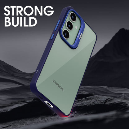 Pikkme Samsung Galaxy S23 FE 5G Bracket Stand Case with Camera Protection Rings Bumper case (Blue)