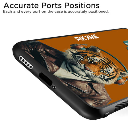 Pikkme Back Cover Pc Tpu + Printed Cool Funky Stylish Brown Tiger Swag Raised Edges Camera Protection |Bumper Case For OnePlus 8 Pro (Design 09)