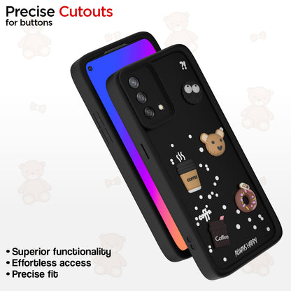 Pikkme Oppo F19 / F19s Cute Fun Cartoon 3D Bear Coffee Back Cover (Black)