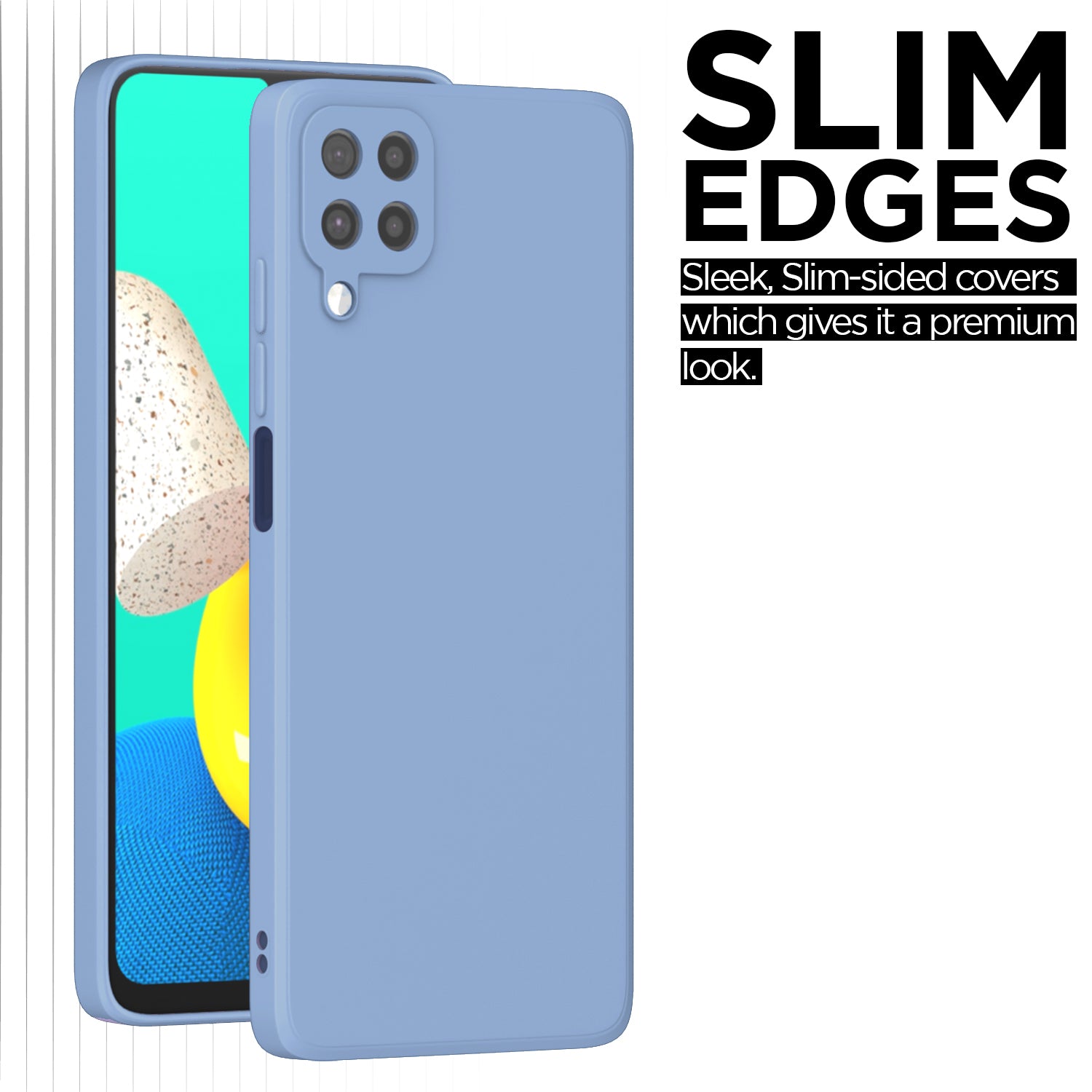 Pikkme Samsung Galaxy M32 4G / M32 Prime / F22 4G Soft Matte Liquid Silicone Back Cover (Aqua Blue)