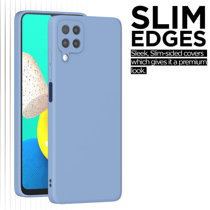 Pikkme Samsung Galaxy M32 4G / M32 Prime / F22 4G Soft Matte Liquid Silicone Back Cover (Aqua Blue)