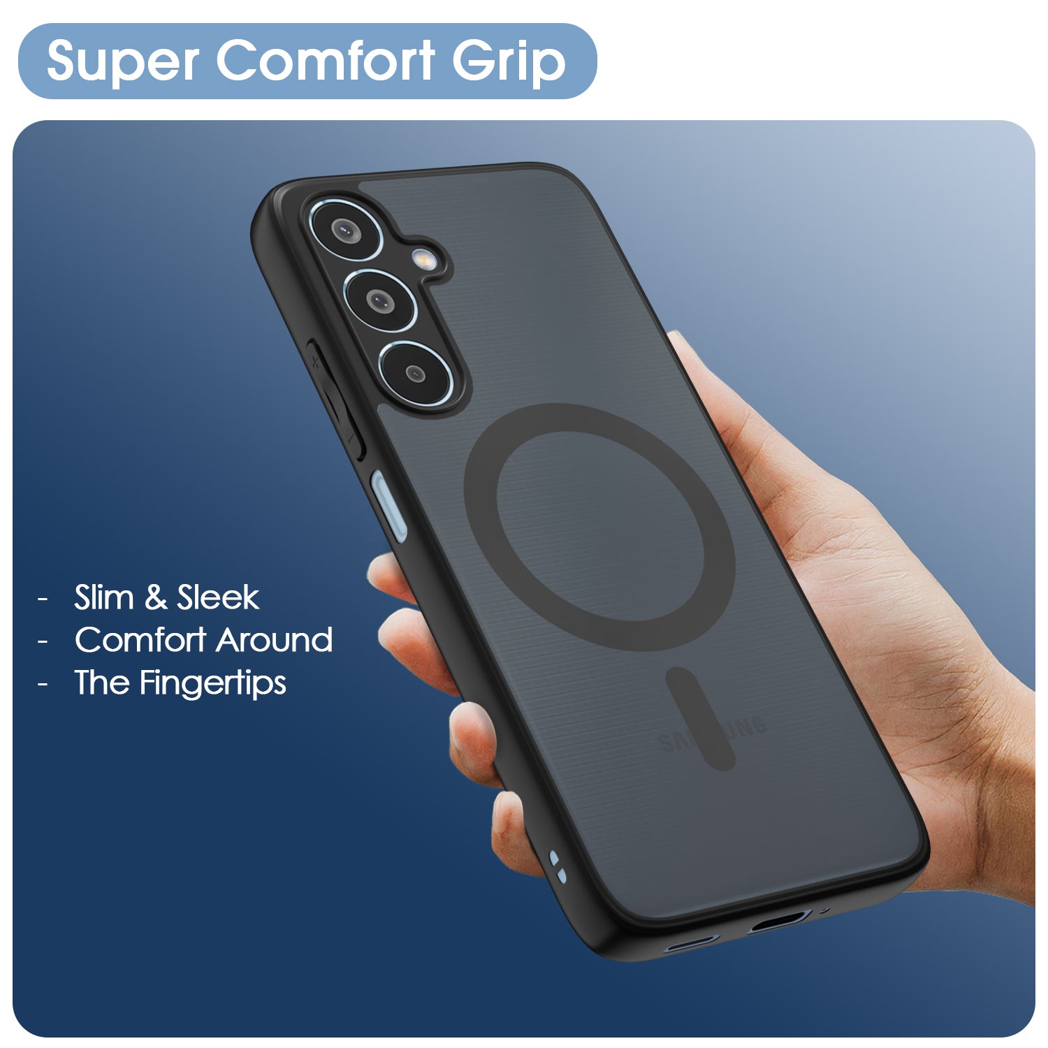 Pikkme Samsung Galaxy M35 5G Eagle 2 Mag-Safe Smoke Shockproof Hard Transparent Back Cover (Black)