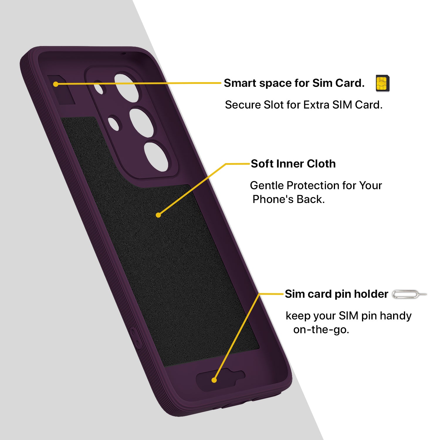 Pikkme Vivo T4x 5G / iQOO Z10x 5G / Vivo Y31 Pro 5G Matte Silicone Mag-Safe Style logo (not mag-safe compatible) Back Cover (Purple)