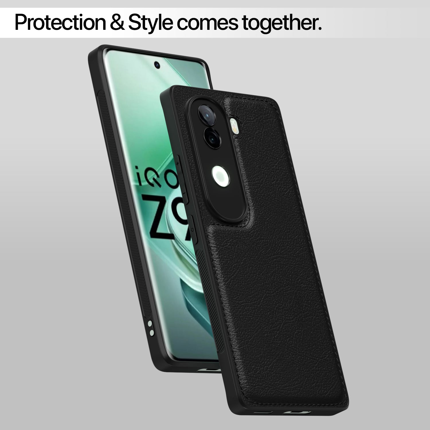 Pikkme Vivo V40e / iQOO Z9s 5G Leather Back Case | Black