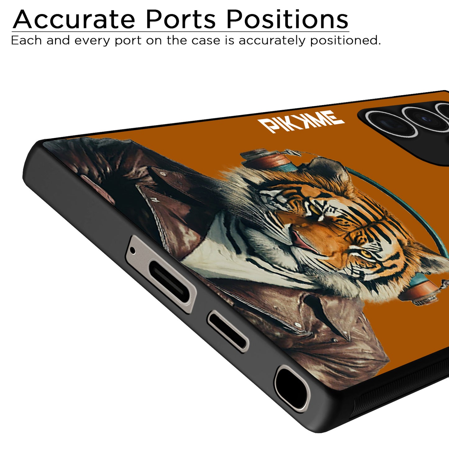 Pikkme Back Cover Pc Tpu + Printed Cool Funky Stylish Brown Tiger Swag Raised Edges Camera Protection |Bumper Case For Samsung Galaxy S24 Ultra 5G (Design 09)