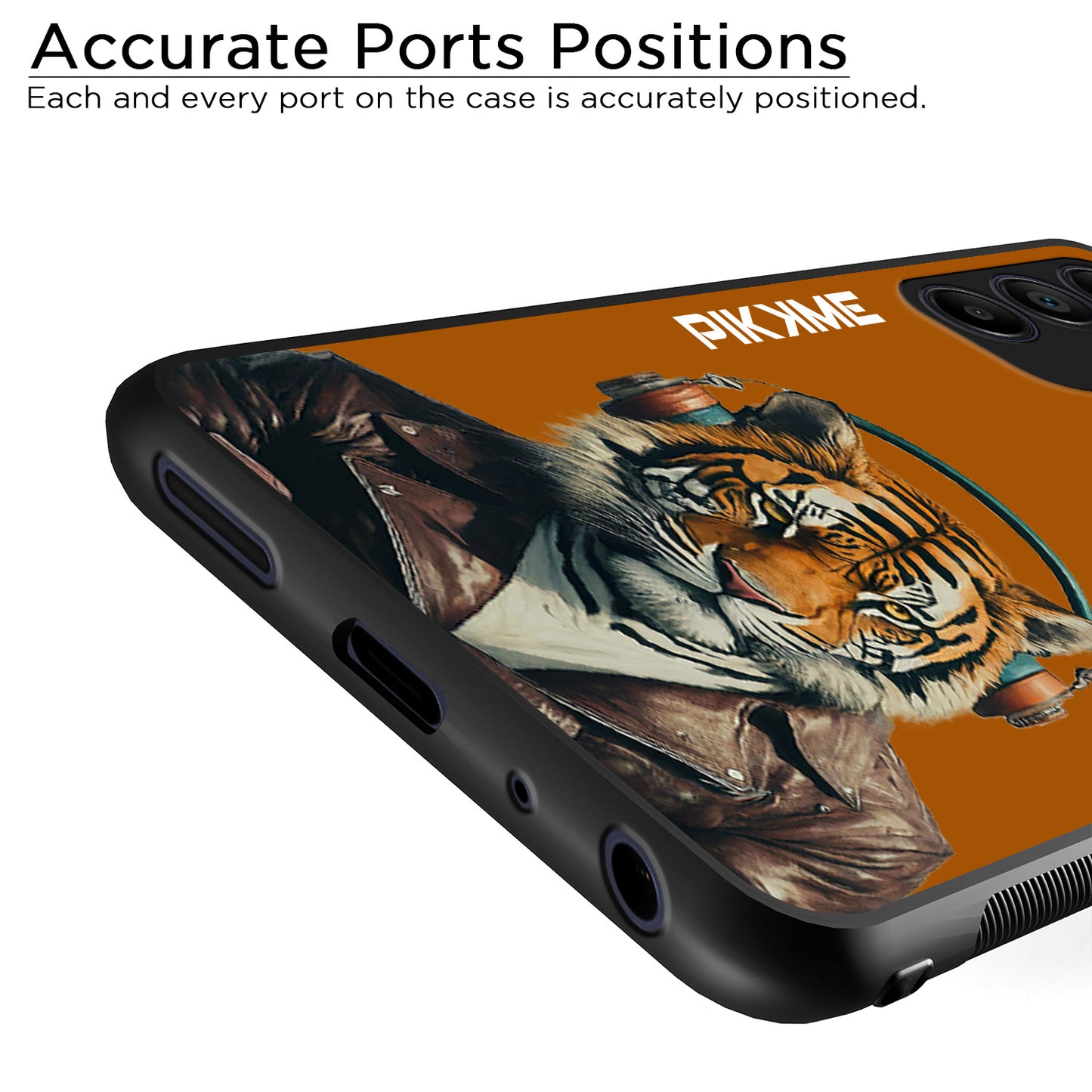 Pikkme Back Cover Pc Tpu + Printed Cool Funky Stylish Brown Tiger Swag Raised Edges Camera Protection |Bumper Case For Samsung Galaxy A15 (Design 09)