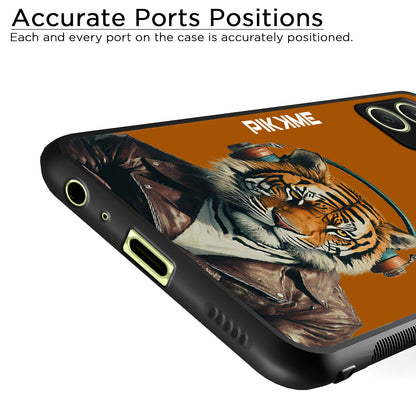 Pikkme Back Cover Pc Tpu + Printed Cool Funky Stylish Brown Tiger Swag Raised Edges Camera Protection |Bumper Case For Samsung Galaxy A05 (Design 09)