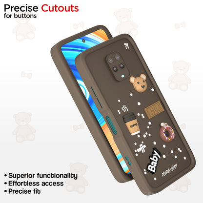 Pikkme Redmi Note 9 Pro/Note 9 Pro Max/Poco M2 Pro/Note 10 Lite Cute Fun Cartoon 3D Bear Coffee Back Cover (Brown)