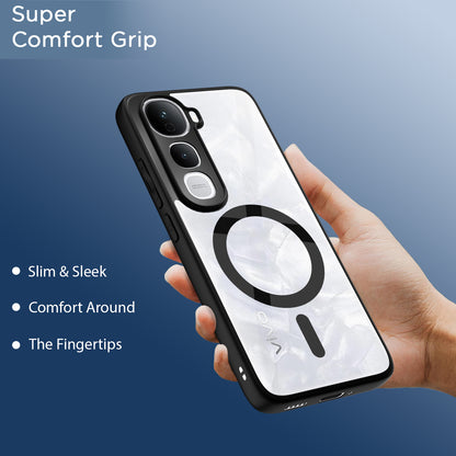 Pikkme Vivo Y400 5G Eagle 2 Mag-Safe Shockproof Hard Transparent Back Cover (Black)