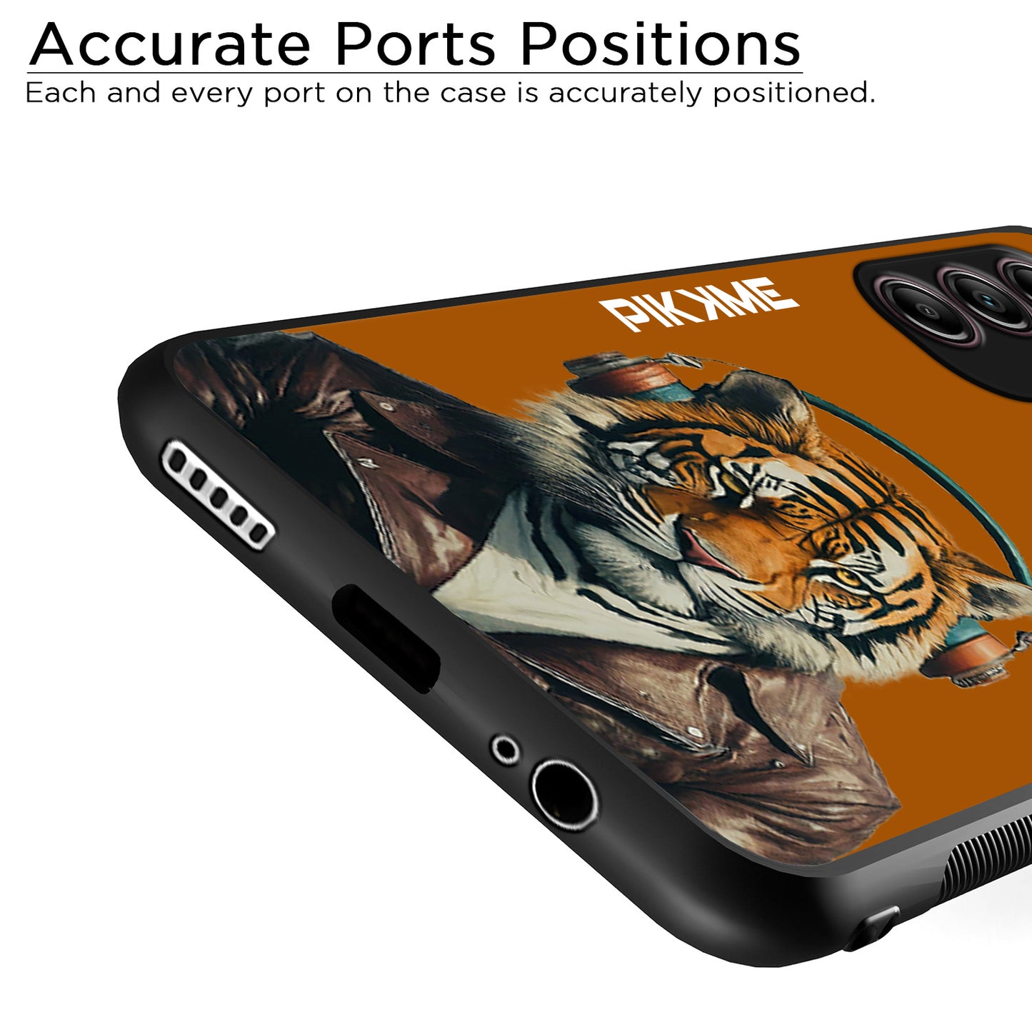 Pikkme Back Cover Pc Tpu + Printed Cool Funky Stylish Brown Tiger Swag Raised Edges Camera Protection |Bumper Case For Samsung Galaxy A14 (Design 09)