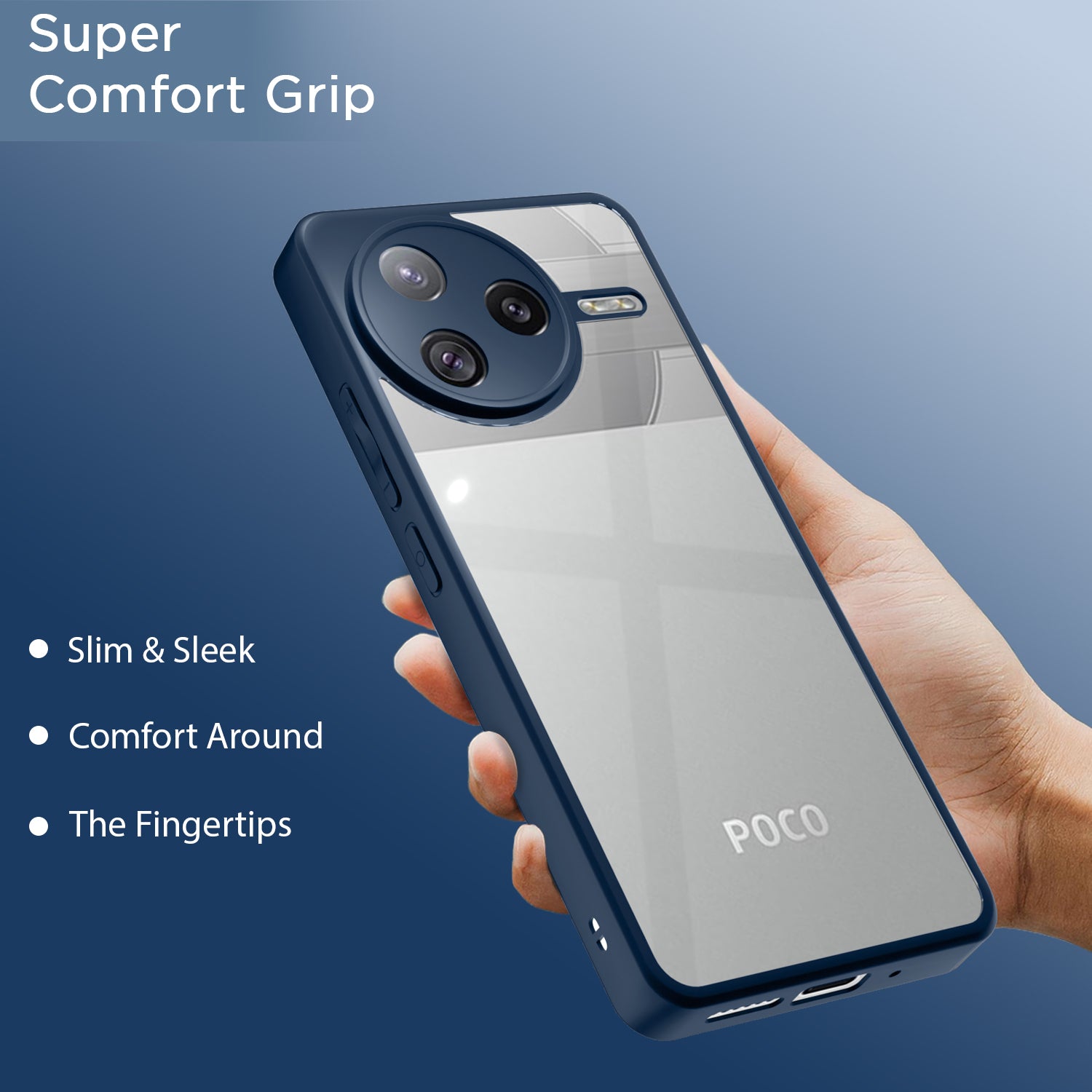 Pikkme Poco F7 Pro 5G Eagle 2 Shockproof Sleek Hybrid Armor Back Cover (Blue)