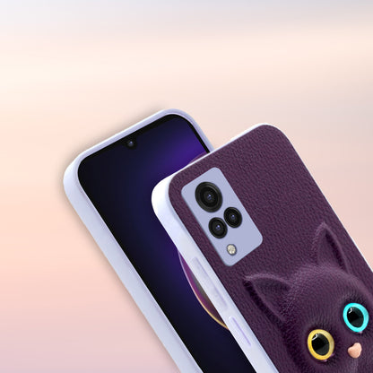 Pikkme Vivo V21 5G Kitty Back Cover (Purple)