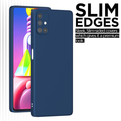 Pikkme Samsung Galaxy M51 Soft Matte Liquid Silicone Back Cover (Blue)