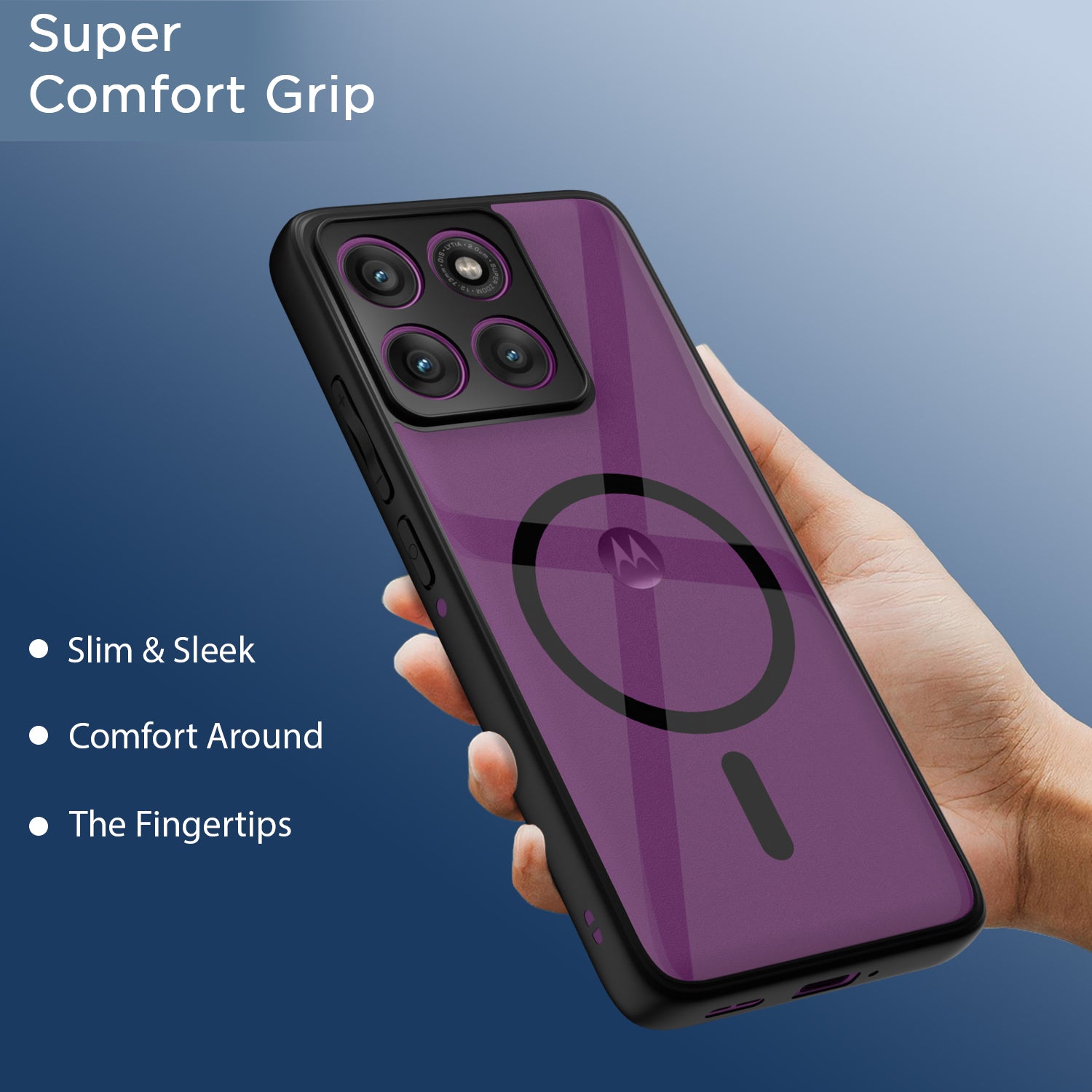 Pikkme Motorola Moto Edge 60 Pro 5G Eagle 2 Mag-Safe Shockproof Hard Transparent Back Cover (Black)