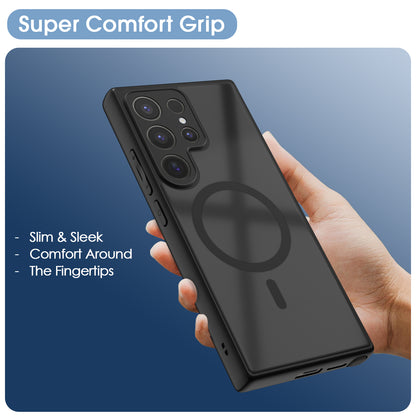 Pikkme Samsung Galaxy S23 Ultra 5G Eagle 2 Mag-Safe Smoke Shockproof Hard Transparent Back Cover (Black)