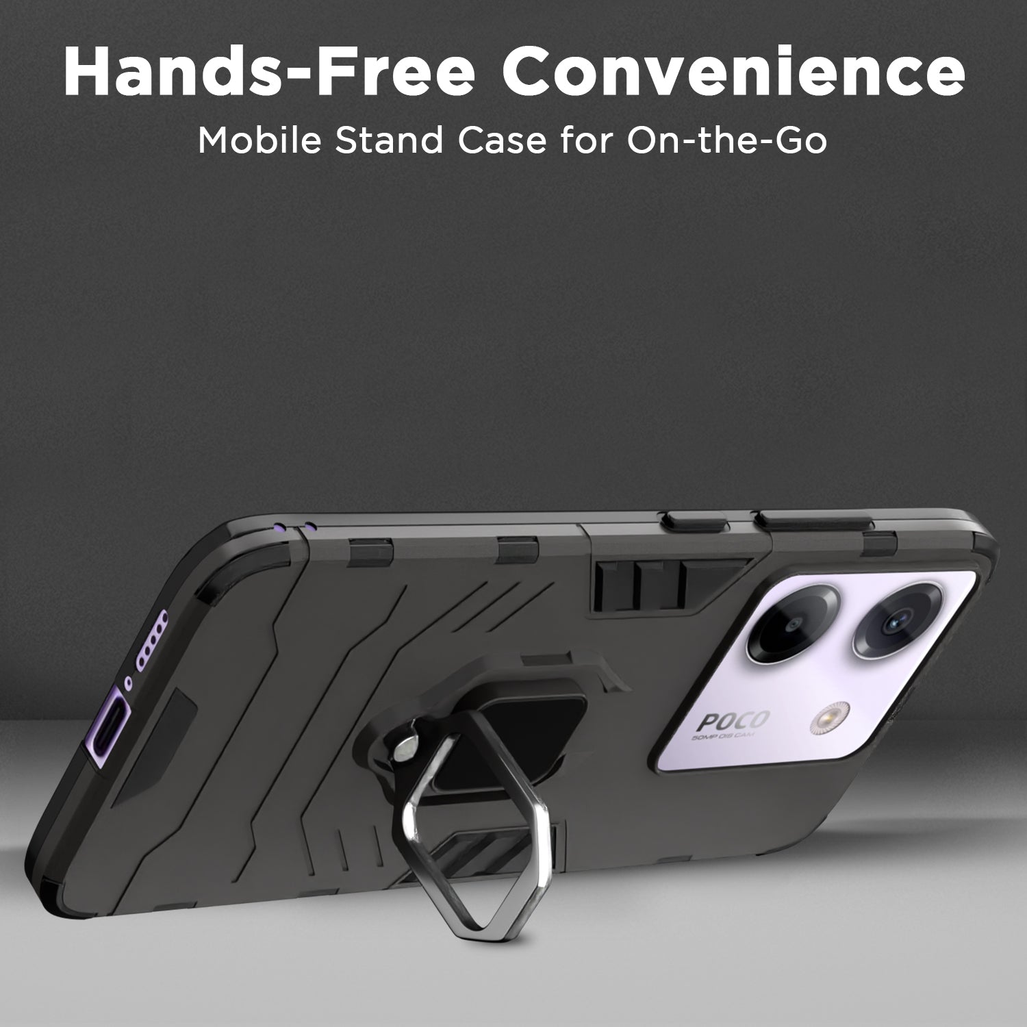Pikkme Poco M7 Pro 5G D5 Tough Armor Back Cover (Black)