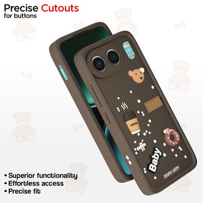 Pikkme OnePlus Nord 4 5G Cute Fun Cartoon 3D Bear Coffee Back Cover (Brown)