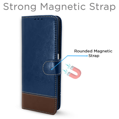 Pikkme Redmi 12 5G Flip Case Contrast Leather Finish (Blue)