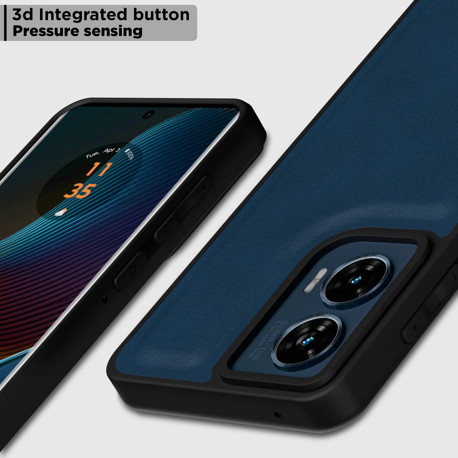 Pikkme Motorola Moto Edge 50 Fusion 5G Premium Super Soft-Touch Leatherback Case (Blue)