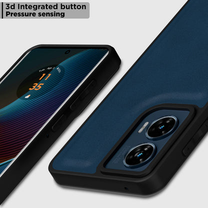 Pikkme Motorola Moto Edge 50 Fusion 5G Premium Super Soft-Touch Leatherback Case (Blue)