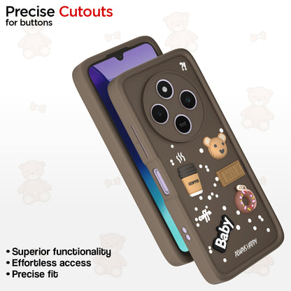 Pikkme Redmi A4 5G / Redmi 14C 5G / Poco C75 5G  Cute Fun Cartoon 3D Bear Coffee Back Cover (Brown)