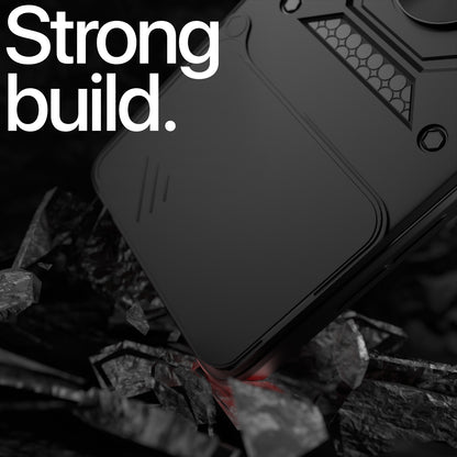 Pikkme Motorola Moto G86 Power 5G Sliding Camera Shield & Stand D10 Tough Armor Back Cover (Black)