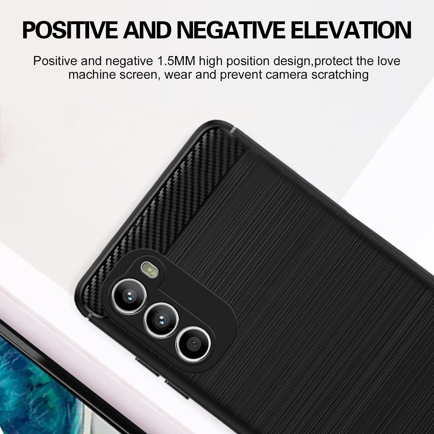 Pikkme Moto G52 / G82 5G  Hybrid Carbon Fiber Back Cover (Black)