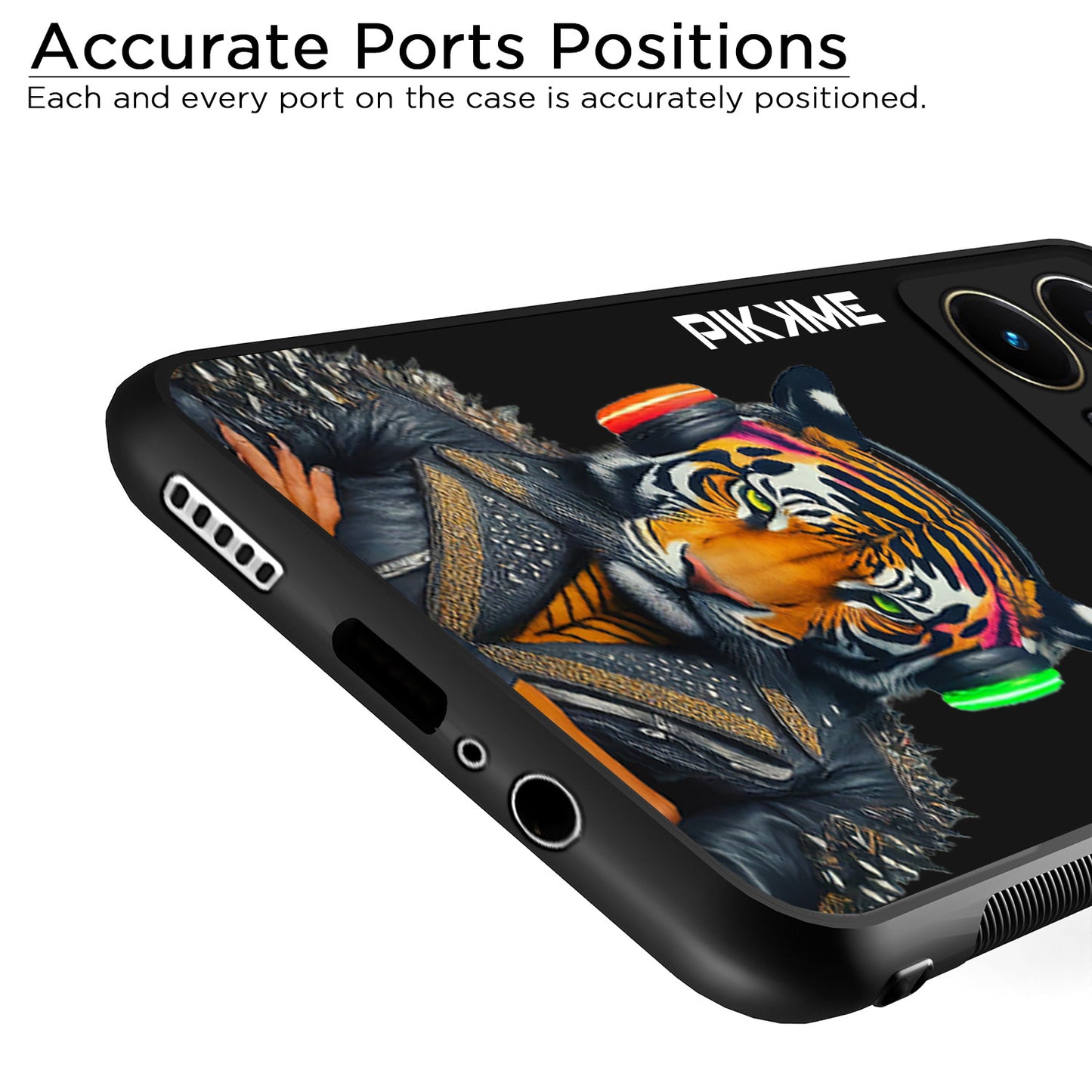 Pikkme Back Cover Pc Tpu + Printed Cool Funky Stylish Black Tiger Swag Raised Edges Camera Protection |Bumper Case For Vivo Y35 (Design 06)