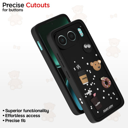 Pikkme OnePlus Nord 4 5G Cute Fun Cartoon 3D Bear Coffee Back Cover (Black)
