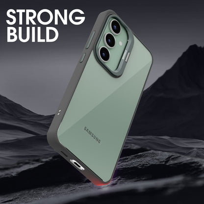 Pikkme Samsung Galaxy S23 FE 5G Bracket Stand Case with Camera Protection Rings Bumper case (Grey)