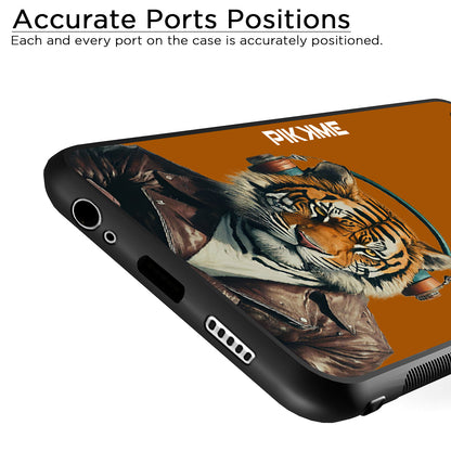 Pikkme Back Cover Pc Tpu + Printed Cool Funky Stylish Brown Tiger Swag Raised Edges Camera Protection |Bumper Case For OnePlus 5T (Design 09)