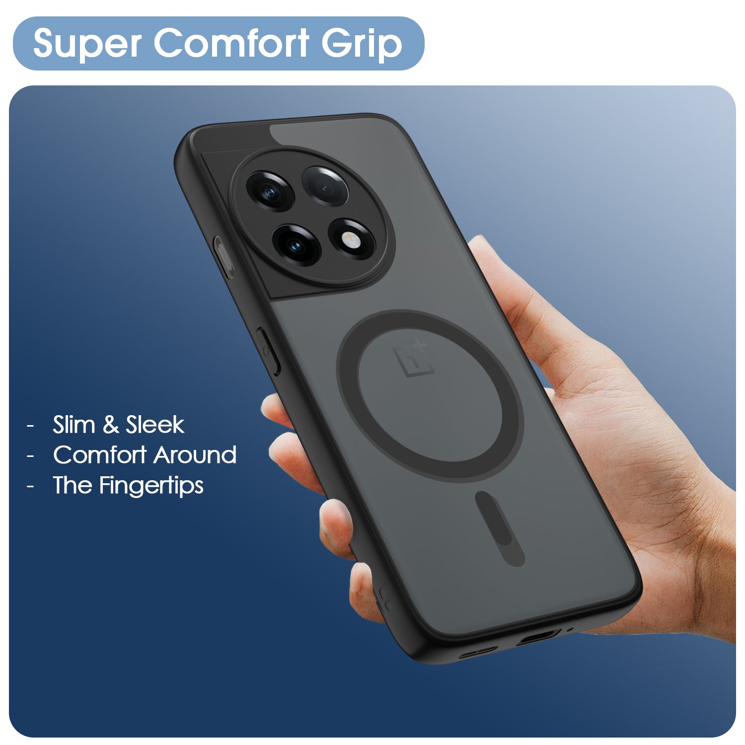 Pikkme OnePlus 11R 5G Eagle 2 Mag-Safe Smoke Shockproof Hard Transparent Back Cover (Black)