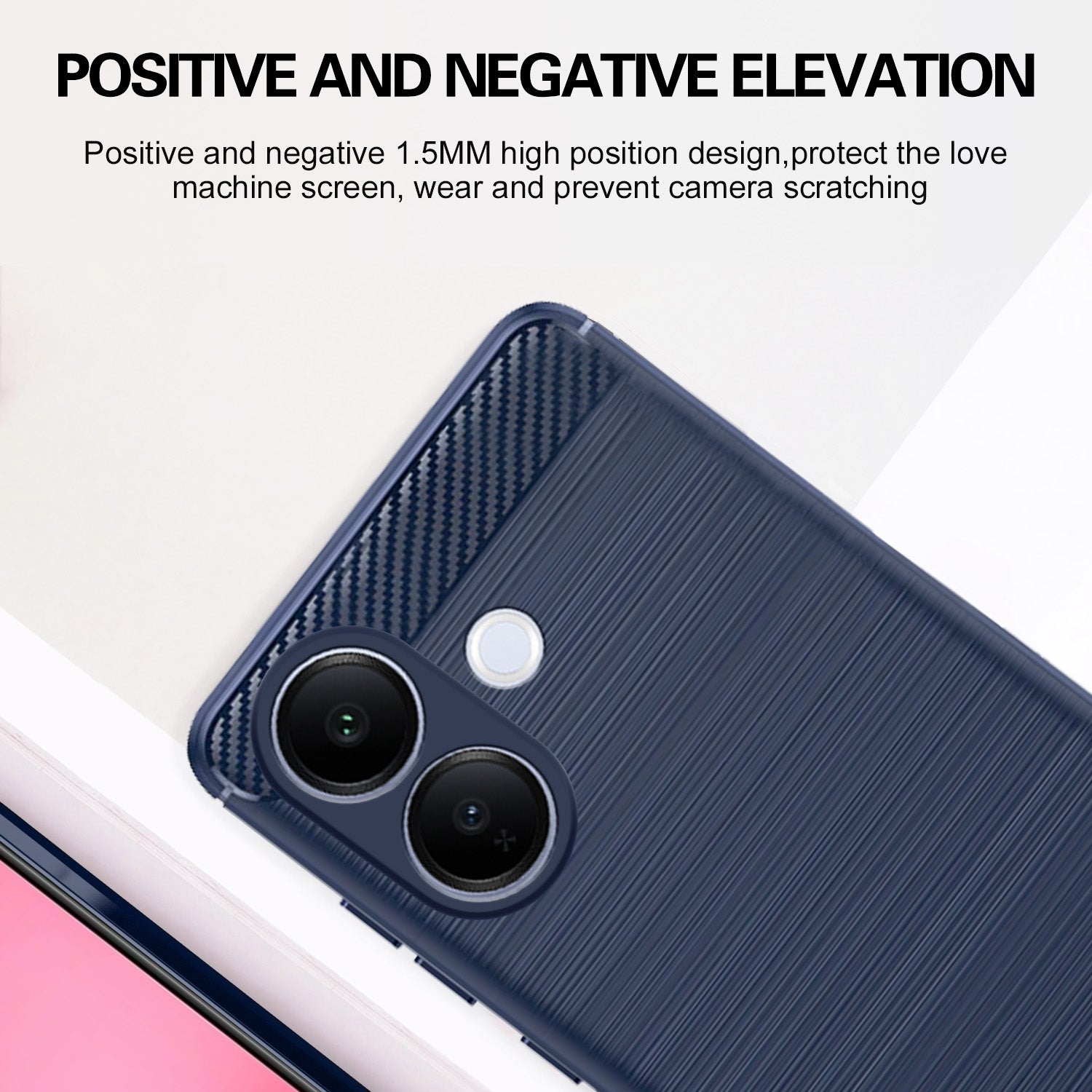 Pikkme Vivo V60 Lite 5G Hybrid Carbon Fiber Back Cover (Blue)