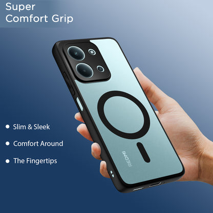 Pikkme Redmi 15c 5G Eagle 2 Mag-Safe Shockproof Hard Transparent Back Cover (Black)