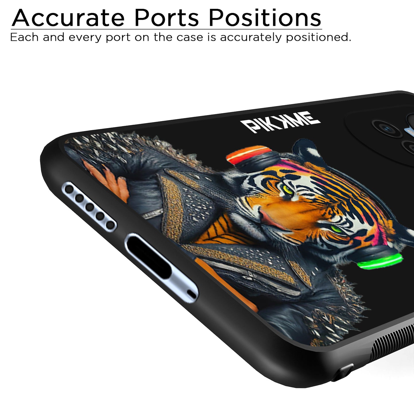 Pikkme Back Cover Pc Tpu + Printed Cool Funky Stylish Black Tiger Swag Raised Edges Camera Protection |Bumper Case For Oppo Reno 10 5G (Design 06)