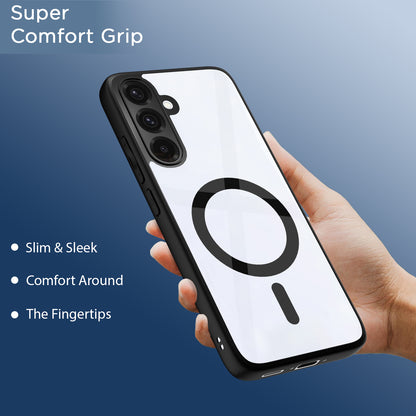 Pikkme Samsung Galaxy A36 5G Eagle 2 Mag-Safe Shockproof Hard Transparent Back Cover (Black)