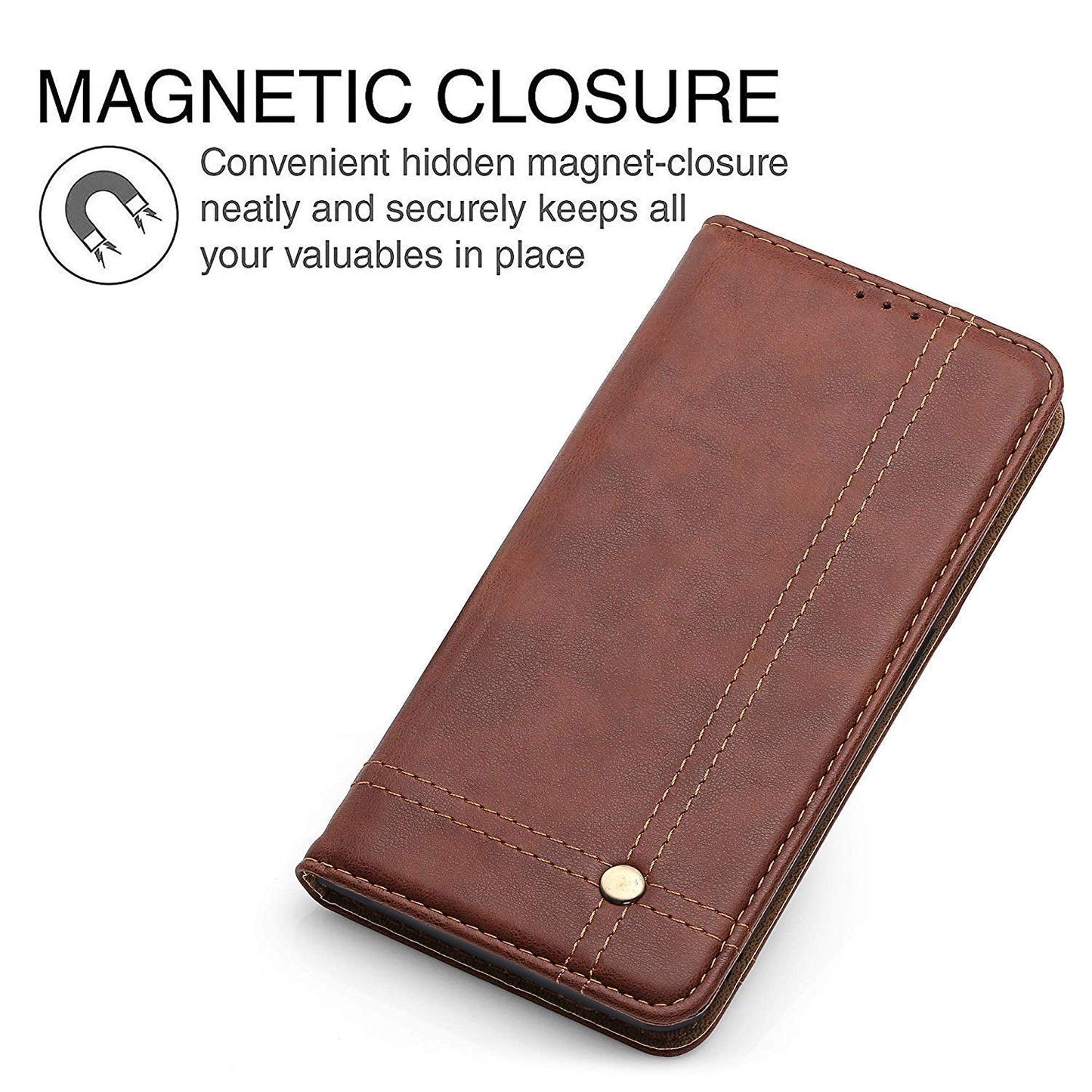 Pikkme Redmi 13 5G Magnet Flip Cover (Brown)