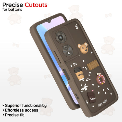 PIkkme Oppo A38 4G / Oppo A18 4G Cute Fun Cartoon 3D Bear Coffee Back Cover (Brown)