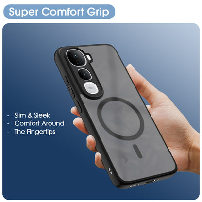Pikkme Vivo Y400 5G Eagle 2 Mag-Safe Smoke Shockproof Hard Transparent Back Cover (Black)