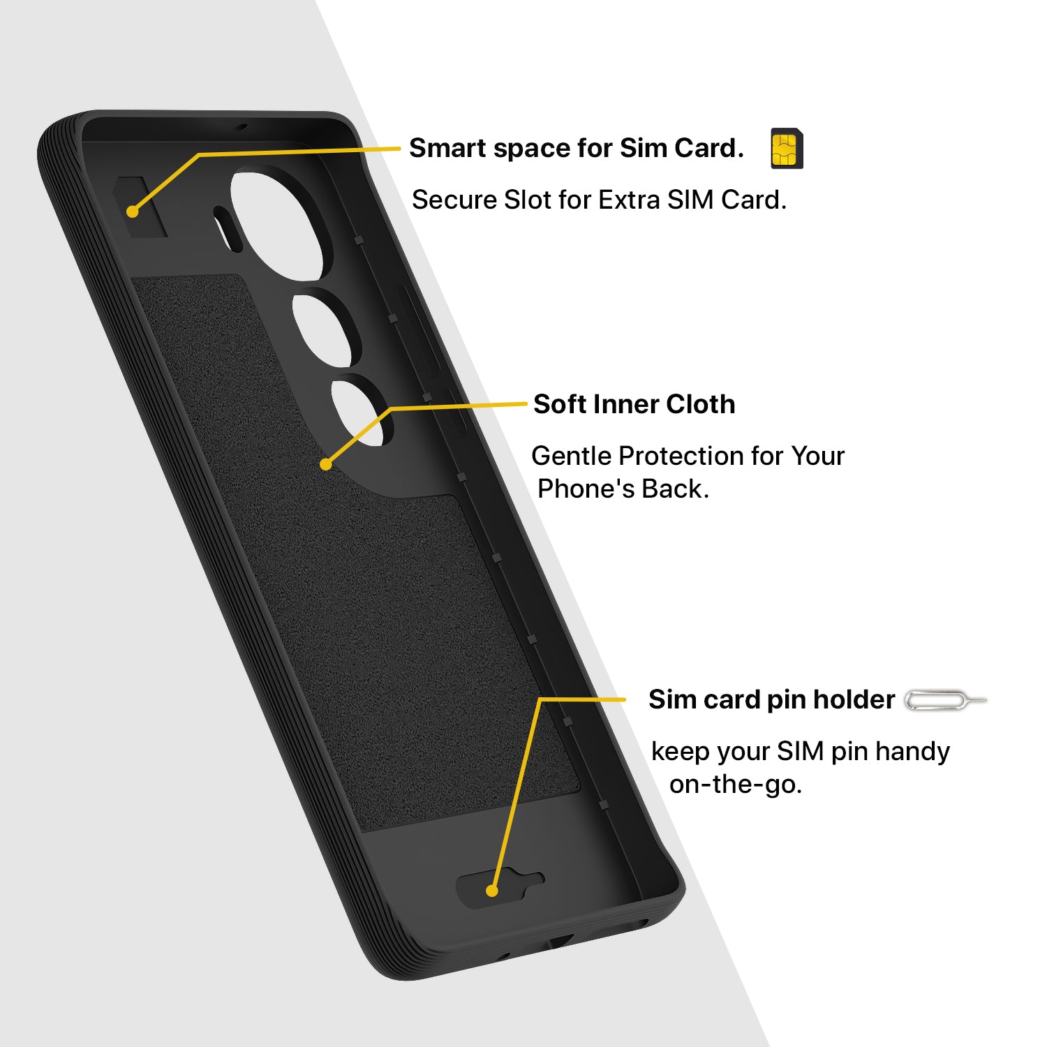 Pikkme Vivo Y400 Pro 5G Shockproof Soft Flexible Gencase Back Cover (Black)