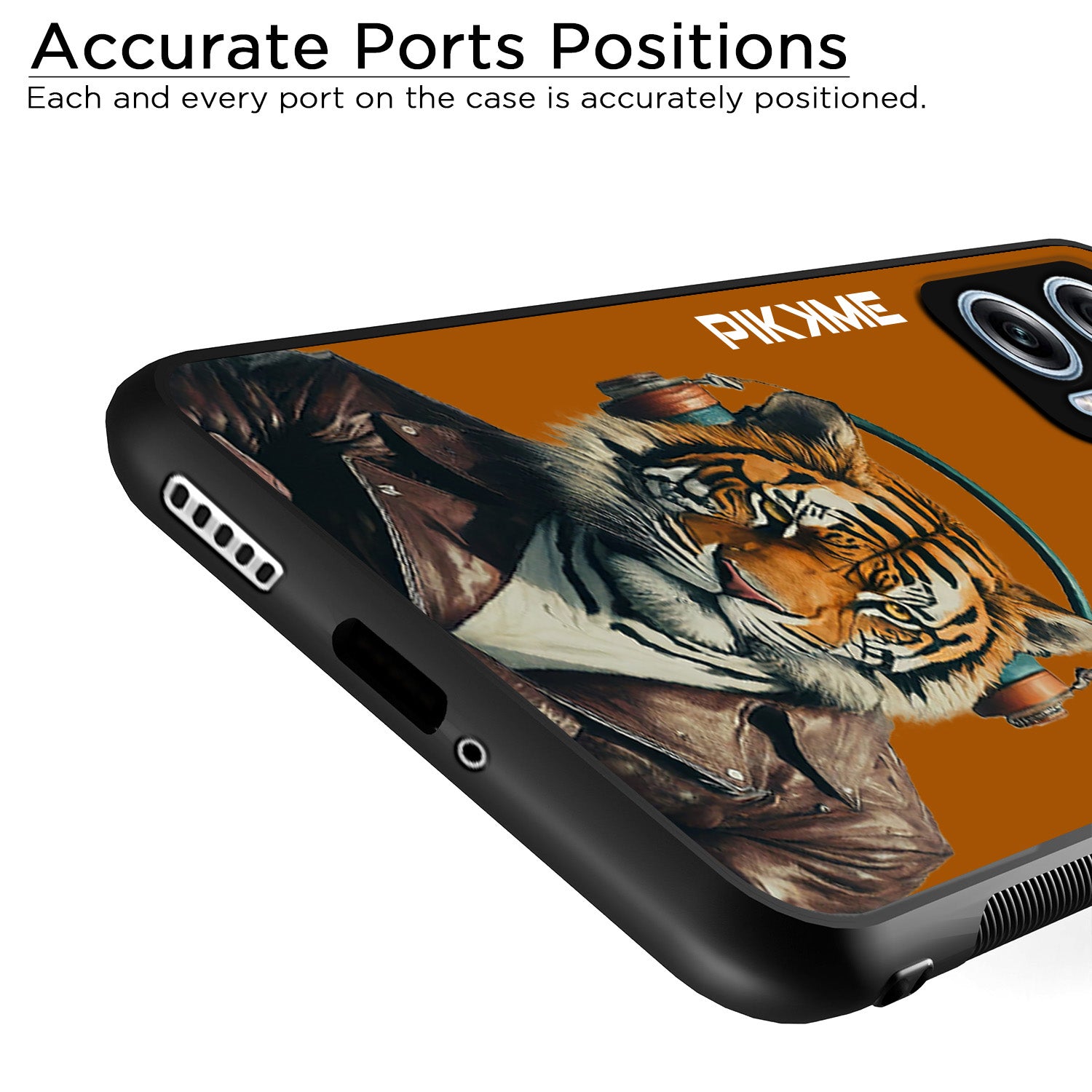 Pikkme Back Cover Pc Tpu + Printed Cool Funky Stylish Brown Tiger Swag Raised Edges Camera Protection |Bumper Case For Redmi K50i (Design 09)