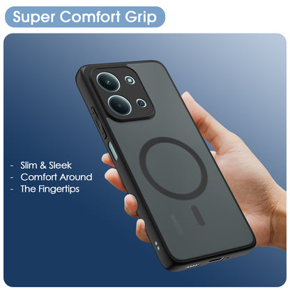 Pikkme Redmi 15c 5G Eagle 2 Mag-Safe Smoke Shockproof Hard Transparent Back Cover (Black)