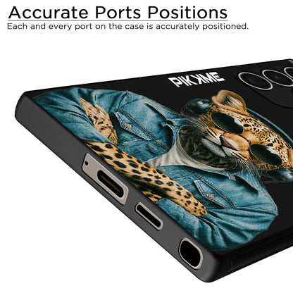 Pikkme Back Cover Pc Tpu + Printed Cool Funky Stylish Black Leopard Swag Raised Edges Camera Protection |Bumper Case For Samsung Galaxy S23 Ultra 5G (Design 04)