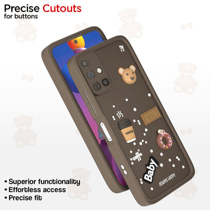 Pikkme Samsung Galaxy M51 Cute Fun Cartoon 3D Bear Coffee Back Cover (Brown)