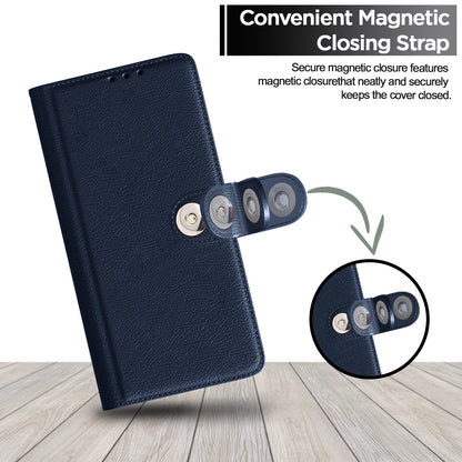 Pikkme Samsung Galaxy A14 4G / A14 5G Button Flip Cover (Blue)