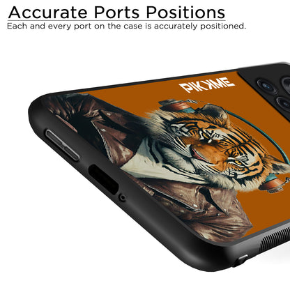 Pikkme Back Cover Pc Tpu + Printed Cool Funky Stylish Brown Tiger Swag Raised Edges Camera Protection |Bumper Case For OnePlus 10R (Design 09)